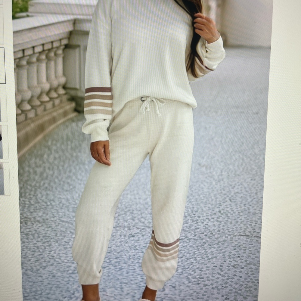 Apparel Mart Boutique White/ Cream Aviator Nation Knock Off Set Large Brand New!